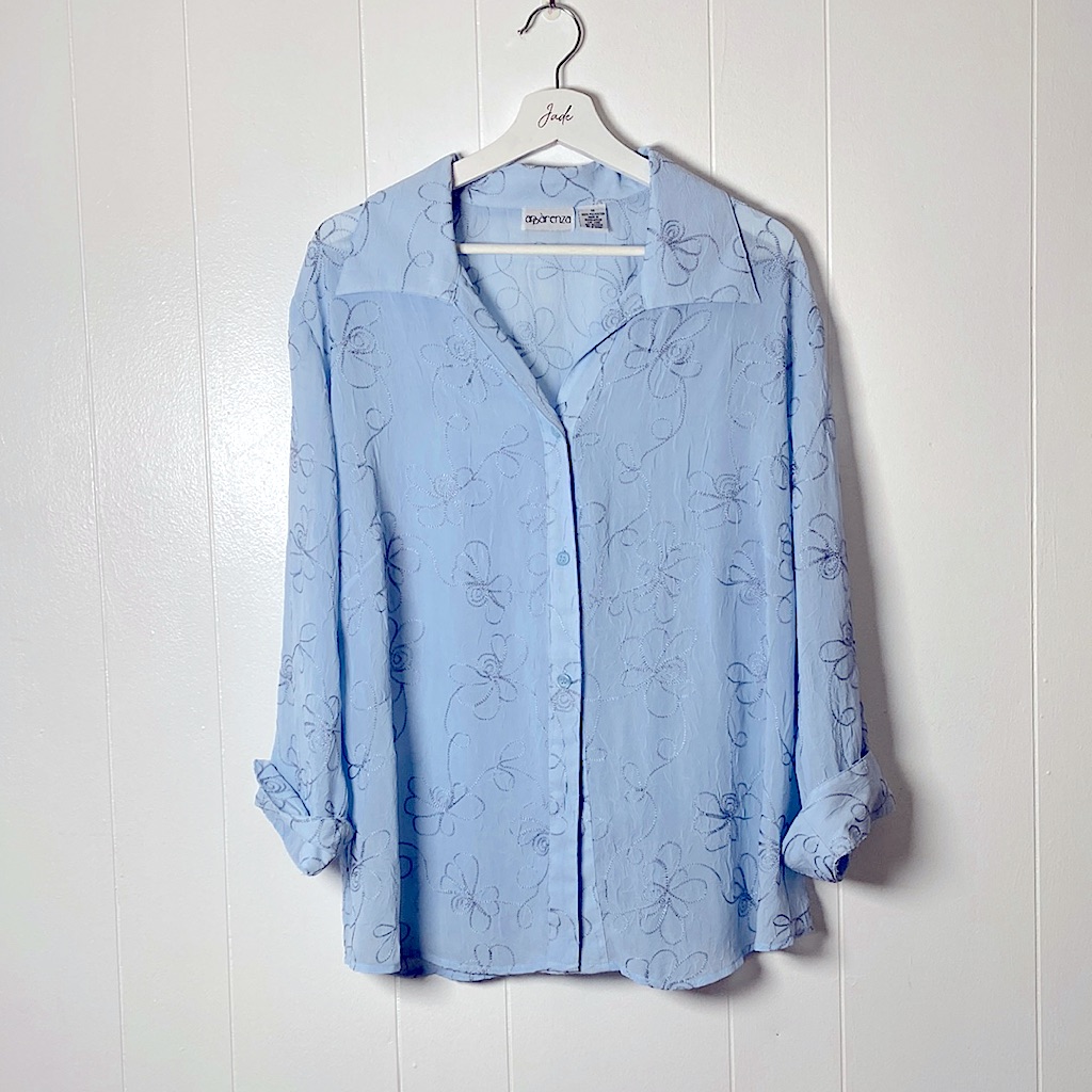 Textured Floral Button Down Top, image size:1024x1024